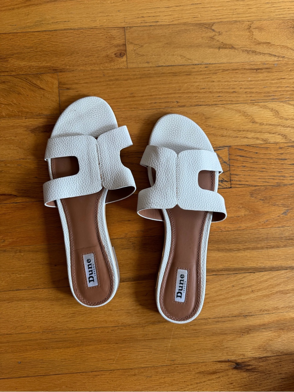 White Leather Slide Sandals for Women